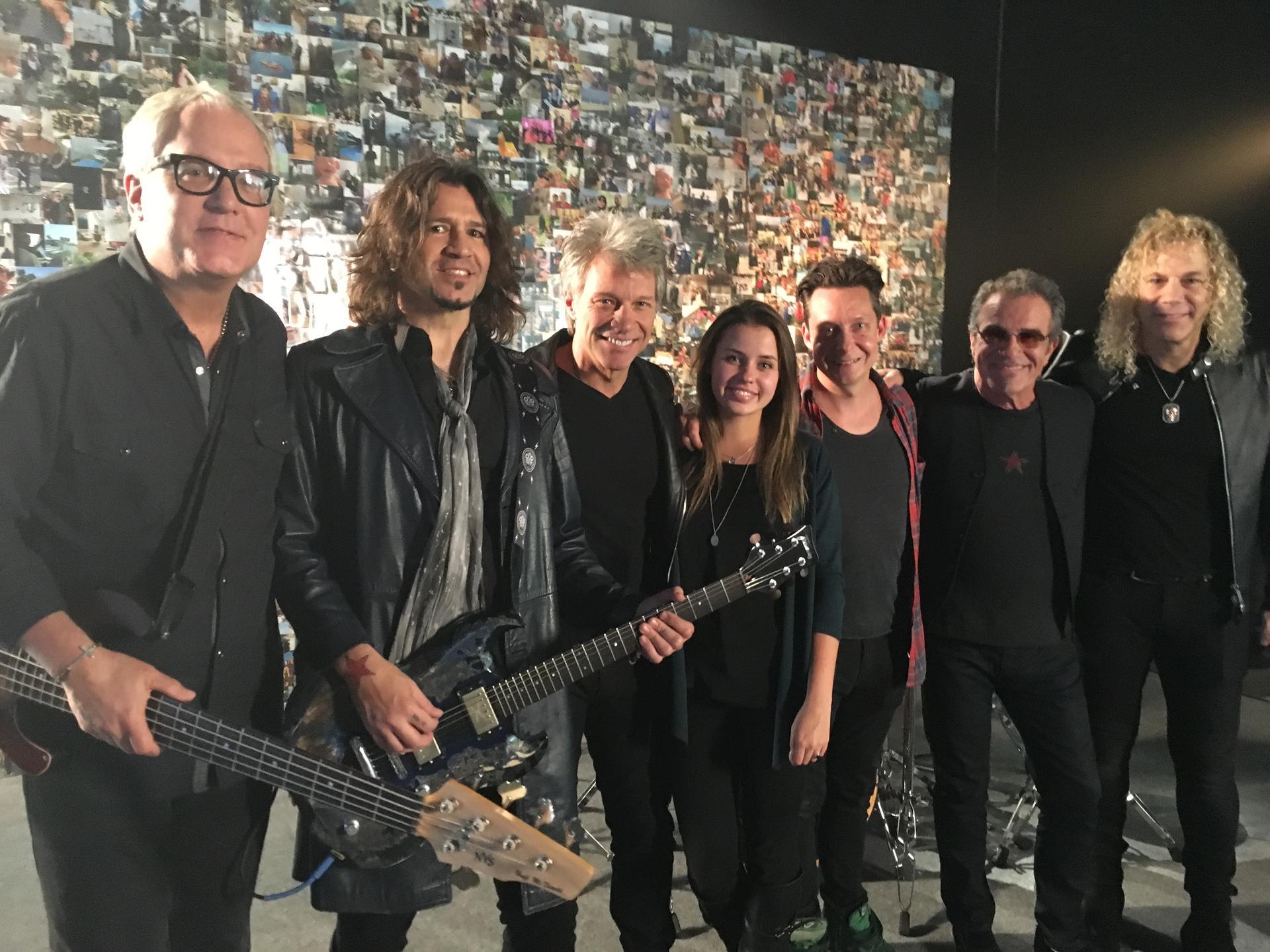 Frank and Ivanna Borin with Bon Jovi on the set of the “Labor Of Love” music video